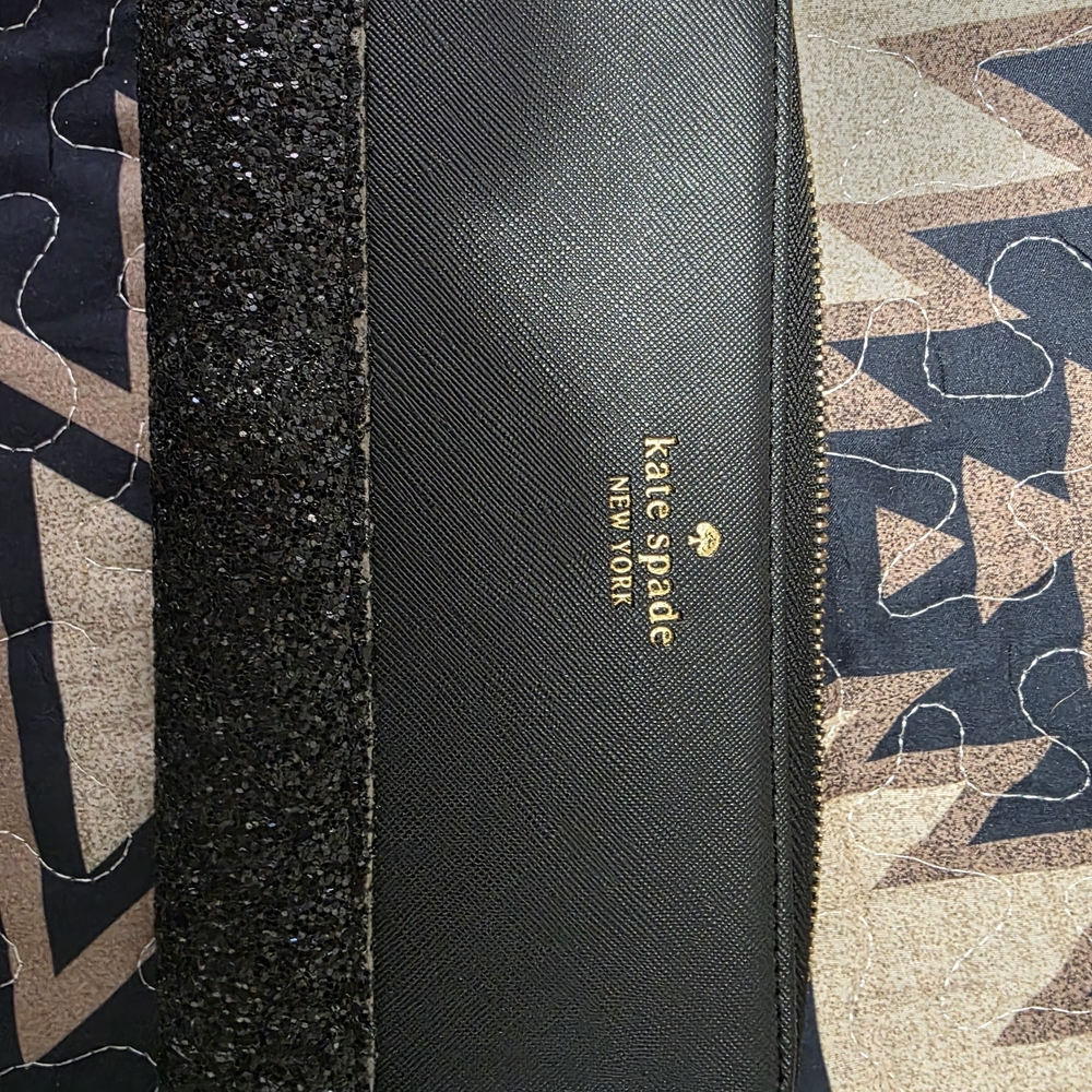 Kate Spade Black and Gold Glitter Clutch